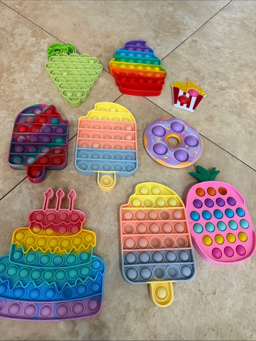 “Foodie” fidget pop it toys. 9 total